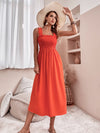 Solid Shirred Bodice Cami Dress