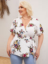 Plus Floral Print Wrap Top