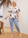 Plus Floral Print Wrap Top