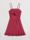 MOD Cut Out Tie Back Ruffle Trim Wrap Hem Slip Dress