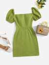 Puff Sleeve Zip Side Dress