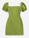 Puff Sleeve Zip Side Dress