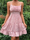 Random Allover Floral Print Ruched Bust Ruffle Hem Cami Dress