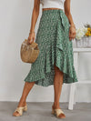 Ditsy Floral Print Ruffle Trim Wrap Skirt