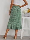 Ditsy Floral Print Ruffle Trim Wrap Skirt