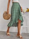 Ditsy Floral Print Ruffle Trim Wrap Skirt