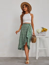 Ditsy Floral Print Ruffle Trim Wrap Skirt