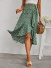Ditsy Floral Print Ruffle Trim Wrap Skirt