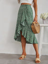 Ditsy Floral Print Ruffle Trim Wrap Skirt