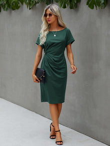  Twist Side Batwing Sleeve Dress