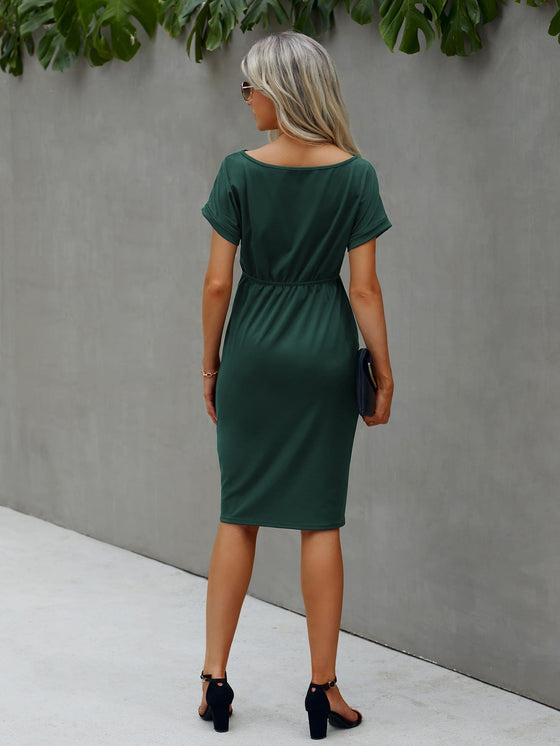 Twist Side Batwing Sleeve Dress