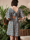 Ditsy Floral Print Tie Back Cutout A line Dress