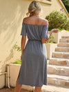Solid Off Shoulder Split Thigh Dress