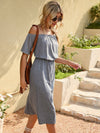 Solid Off Shoulder Split Thigh Dress