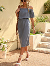Solid Off Shoulder Split Thigh Dress