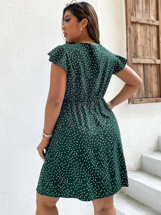 Plus Knot Front Butterfly Sleeve Dress