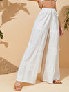 Solid Ruffle Hem Pants
