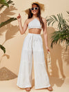Solid Ruffle Hem Pants