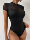 SXY Contrast Mesh Lace Up Back Bodysuit