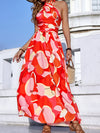 Floral Print Tie Backless A line Dress