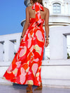 Floral Print Tie Backless A line Dress