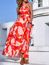 Floral Print Tie Backless A line Dress