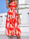Floral Print Tie Backless A line Dress