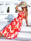 Floral Print Tie Backless A line Dress