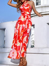 Floral Print Tie Backless A line Dress