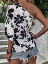 Floral Print One Shoulder Blouse