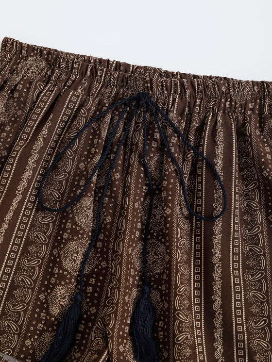 Paisley Scarf Print Knot Front Shorts