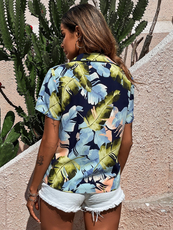 Tropical Print Button Through Shirt
