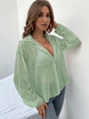 Drop Shoulder Sheer Shirt Without Bra