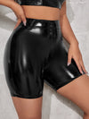 High Waist PU Leather Biker Shorts