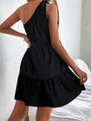 One Shoulder Knot Side Ruffle Hem Dress