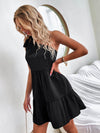 One Shoulder Knot Side Ruffle Hem Dress