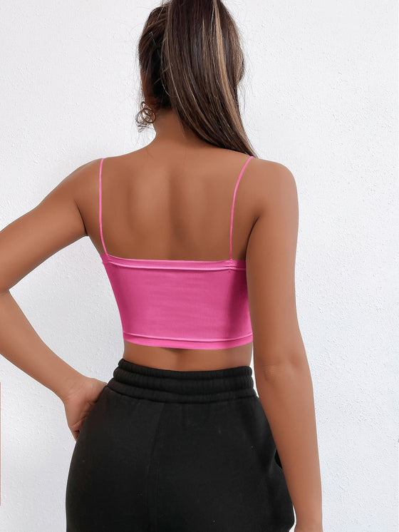 PETITE Solid Slim Crop Cami Top