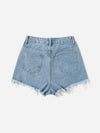 Ripped Raw Hem Denim Shorts