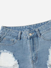 Ripped Raw Hem Denim Shorts
