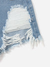 Ripped Raw Hem Denim Shorts