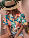 Allover Floral Print Pocket Patched Button Up Shirt