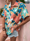 Allover Floral Print Pocket Patched Button Up Shirt
