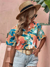 Allover Floral Print Pocket Patched Button Up Shirt