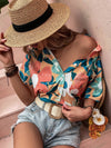 Allover Floral Print Pocket Patched Button Up Shirt