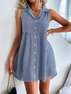 Vertical Striped Button Through Shirt Dress