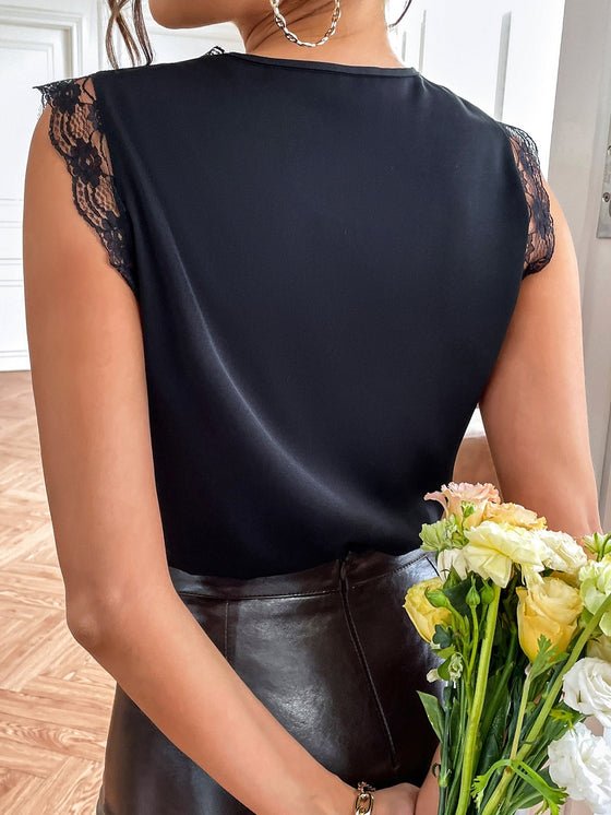 Solid Contrast Lace Bodysuit