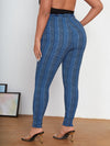 Plus Plaid Print Paperbag Waist Knot Front Skinny Pants
