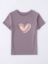 Heart Print Round Neck Tee