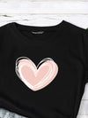 Heart Print Round Neck Tee