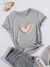 Heart Print Round Neck Tee
